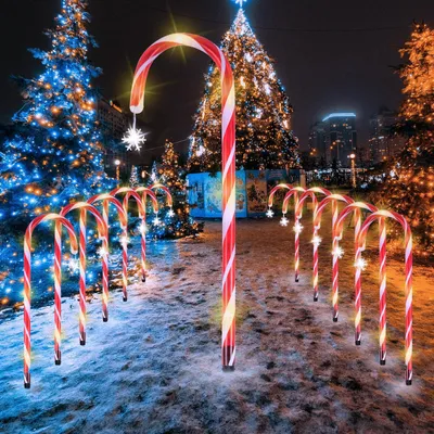 12er-Set LED-Zuckerstangen-Lichterkette, 72 LEDs, IP65, Weihnachtsdekoration