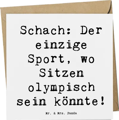 Produktbild von Mr. & Mrs. Panda Grußkarte Spruch Schach Sport - Weiß - Geschenk, Glückwunschkarte, Teamsport, Sportler, Klappkarte, doppelkarte, Geduld, Schachsport, faltkarte, Sportart