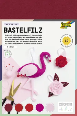 Produktbild von folia Bastelfilz TON-IN-TON MIX 200 x 300 mm rot 150 g/qm 10 Bögen