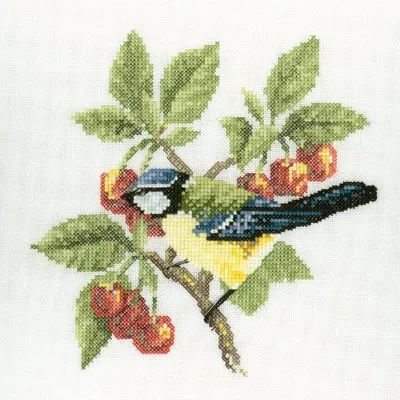 Obrázek produktu pro Souprava pro vyšívání křížkem Heritage Aida "Blue tit (A)", počítaný vzor, DMBT375-A, 17,5x17,5cm