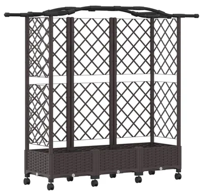 Obrázok produktu pre VidaXL Vyvýšený záhon s mriežkou na popínavé rastliny a strechou, hnedý, 163 x 40 x 129 cm, PP