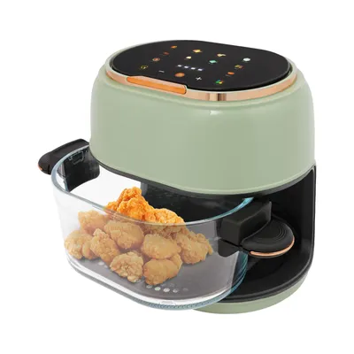 Obrázek produktu pro Fritéza na horký vzduch 4 l s průhledovým okénkem 1350 W 29 × 22 × 29 cm (zelená, černá)