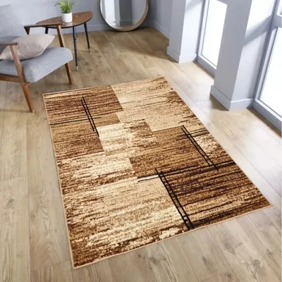 Produktbild von LUKEN rechteckiger Stückteppich 70x130 cm - beige / dunkelbraun