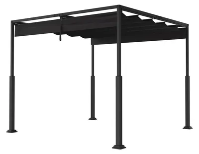 Produktbild von Pergola 3x3 m Terrassenüberdachung Wasserdicht Stabil Gartenpavillon Verstellbarer Sonnenschutz Schwarz