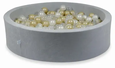 Immagine prodotto di Bacinella 110x30cm Velvet Soft Grigio chiaro con 400 palline: Trasparente, oro chiaro, perla
