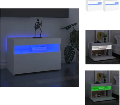 Produktbild von vidaXL TV-Schränke mit LED-Leuchten 2 Stk. Weiß 60x35x40cm - TV-Möbel