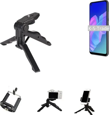 Produktbild von K-S-Trade Stativ Tisch-Ständer Dreibein Handy-Stativ Ständer kompatibel mit Huawei P40 lite E Mini-Stativ Smartphone Tripod Handy-Stativ aus Plastik
