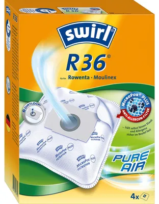 Obrázok produktu pre Vrecká do vysávača Swirl R 36 MicroPor Plus pre vysávače Rowenta a Moulinex | Dlhotrvajúci vysoký sací výkon | Antialergický filter | 4 kusy