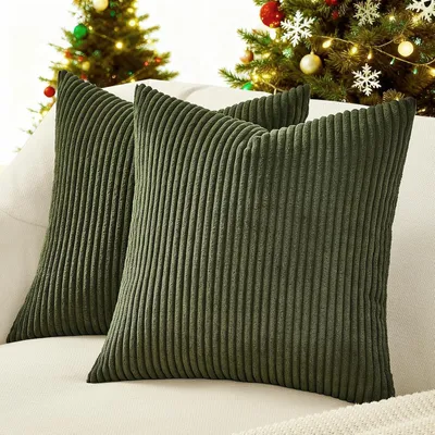 Zdjęcie produktu dla Zestaw 2 poszewek na poduszki, 80x80 cm, kolor: oliwkowa zieleń