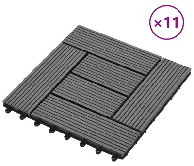 Zdjęcie produktu dla Płytki tarasowe vidaXL, 11 szt., szare, 30 x 30 cm, WPC