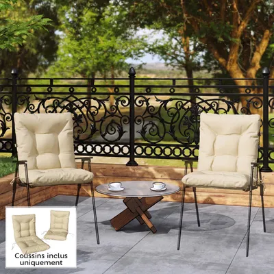 Produktbild von Sweiko Outdoor-Sitzkissen mit Rückenlehne und Bändern, wasserabweisende Polster für drinnen und draußen, Beige
