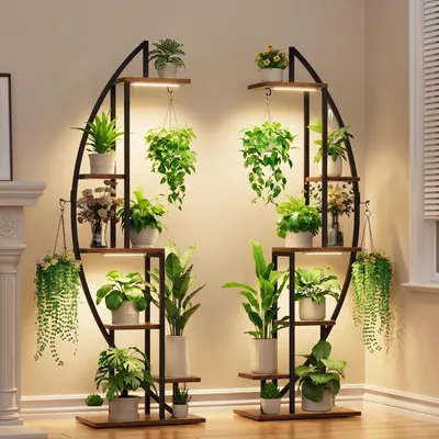 Image de Étagère à plantes Éclairage de croissance - 6 niveaux - 160 cm - Lot de 2