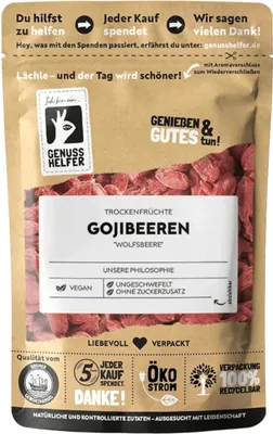 Produktbild von Goji Beeren, getrocknet, ganz, Trockenfrüchte ohne Zuckerzusatz & ungeschwefelt, 3 x 100g
