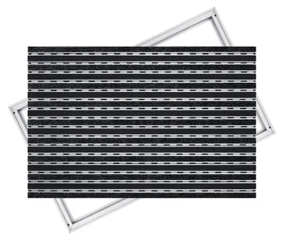 Produktbild von POLENTEX Aluminium Fußmatte für Türen, 75x50 cm, 12 mm Profilhöhe, Gummi + Rips, Farbe: Schwarz, für Innenbereiche