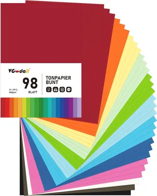Produktbild von VGOODALL, Farbpapier 49 Blatt, Tonpapier A4 300 g/m² Technisches Papier Block
