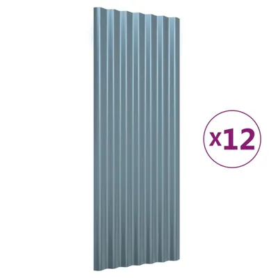 Image de Panneaux de toiture 12 pcs Acier galvanisé Gris 100x36cm