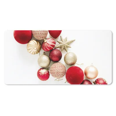 Produktbild von MuchoWow® Schreibtischunterlage Winter - Weihnachtskugeln - Rot 80x40 cm - XXL Mauspad - Gaming Mauspad