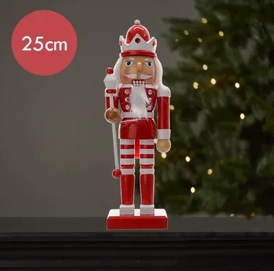 Produktbild von Nussknacker rot weiß mit Krone - 25CM