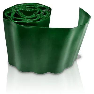 Produktbild von Dunkelgrüne Rasenkante aus Kunststoff, 15 cm hoch, 9 m lang, flexibel und wetterfest