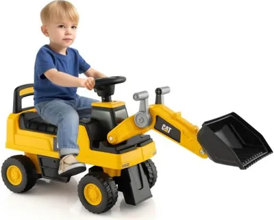 Produktbild von Sitzbagger, Bagger mit Lenkbarer Schaufel & Hupe, Rutschauto mit Stauraum unter Sitz, Aufsitzbagger mit Anti-Rutsch-Räder & Anti-Rollover-Vorrichtung für 1-3 Jahre (Bulldozer)