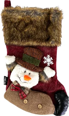 Obrázok produktu pre Luxusná 3D vianočná pančucha XL - Snehuliak - 23 x 46 cm - červená