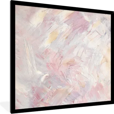 Produktbild von MuchoWow® Gerahmtes Poster Ölgemälde Rosa 40x40 cm - Poster mit Schwarzem Bilderrahmen Wandposter Rahmen Foto Bilder - Mit Rahmen - Wanddekoration Schlafzimmer