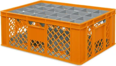 Produktbild von Gläserkiste 600x400 mm für 24 Gläser bis 205 mm Höhe/Durchmesser 87 mm, orange