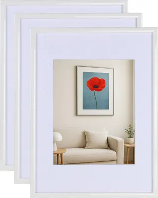 Produktbild von 3er 5er Set New Lifestyle Kunststoff Bilderrahmen mit Passepartout & Klarglas Collage Wanddeko Poste - Farbe: 3er Pack Weiß | Format: 40x60
