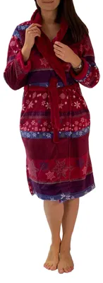 Produktbild von Samtweicher Bademantel aus Fleece, Morgenmantel in Eiskristall-Design, Saunamantel - 281 218 97 951  ; bordeaux , 48