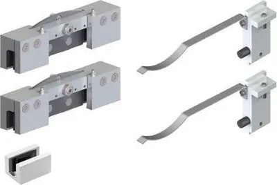 Produktbild von Helm GT-S Schiebetürbeschlag für Glasschiebetüren | ohne Schiene, Tragkraft 150kg | Alu Edelstahl Effekt