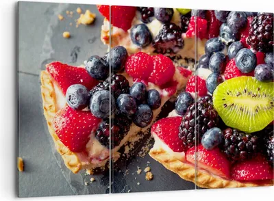 Produktbild von Bild auf Leinwand - Leinwandbild - Kuchen Dessert Obst Erdbeere - 105x70cm - Wand Bild - Wanddeko - Leinwanddruck - Bilder - Kunstdruck - Wanddekoration - Leinwand bilder - Wandkunst - CE105x70-2871