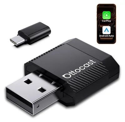 Drahtloser CarPlay & Android Auto Adapter, Plug & Play, USB, schwarz