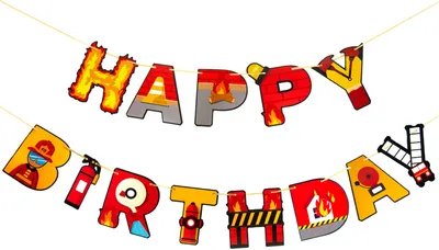 Produktbild von Oblique Unique Happy Birthday Girlande Feuerwehr Banner für Kindergeburtstag Geburtstag Party Deko für Jungs Jungen