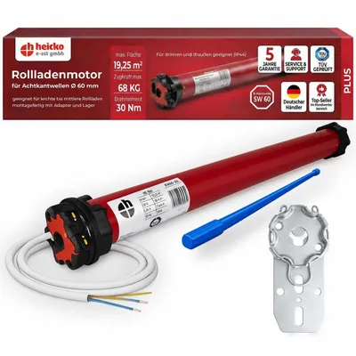 Produktbild von heicko Plus Rollladenmotor 30 Nm SW60 Rohrmotor, 68 kg, bis 19,25 m², KI-generiertes Bild