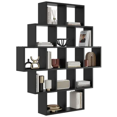 Produktbild von Schwarzes Bücherregal – Moderne Wandbibliothek im skandinavischen Stil für Büro, Wohnzimmer und Kinderzimmer