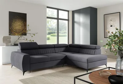 Produktbild von Ecksofa Schlafsofa Sofa TORONTO Stoff Element Graphit Ottomane Rechts