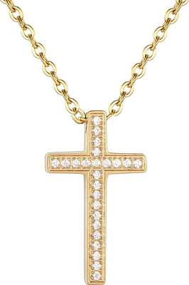 Produktbild von Karisma Damen Edelstahl Collier Anhänger Kette - Kreuz Zirkonia - SNS1002 - Silber