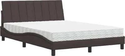 Imagen del producto de Cama con colchón "Hanko", color marrón oscuro, 140x200 cm, tapizada en tela