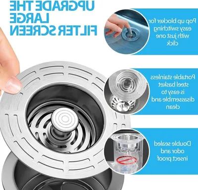 3-in-1 Abflussstopfen aus Edelstahl, Universeller Abflussfilter mit Anti-Verstopfung, Geeignet für Abflussöffnungen 70-86mm