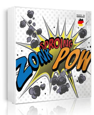 Produktbild von banjado Schlüsselkasten aus Metall, 30x30cm groß mit 32 Haken, als Magnettafel nutzbar, Korpus weiß, Anschlag links, Comic [SKGW2 10278]