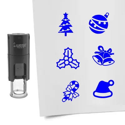 Produktbild von CombiCraft Selbstfärbendestempel Set 'Weihnachten' in der Farbe Blau, Ø10mm