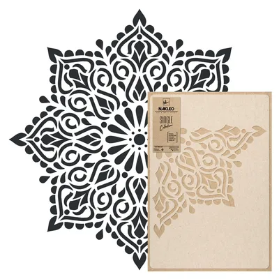 Produktbild von Mandala Große Malschablonen Durchmesser 105 cm, Hindu Quadratisches Mandala Geometrisches Ornament, Wiederverwendbare Kunststoff Wandschablone DIY