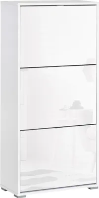 Image de Armoire à chaussures - Avec compartiments basculants - 6 étagères - Pour 18 paires - Dispositif anti-basculement - Blanc