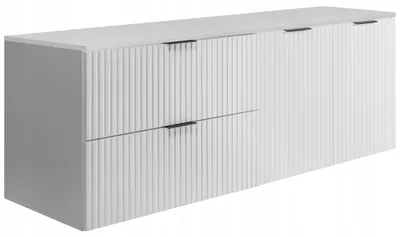 Immagine prodotto di Rodan Mobile Sottolavabo 140cm - Sospeso - Scanalato Bianco con Top - 3 Maniglie - FLOW