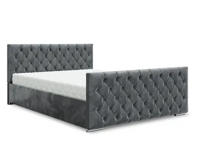 Immagine prodotto di Letto imbottito Bitonto, A: 180 cm x 200 cm, colore: Monolith92 (grigio), letto con contenitore, letto matrimoniale, letto 180x200cm, letto con materasso