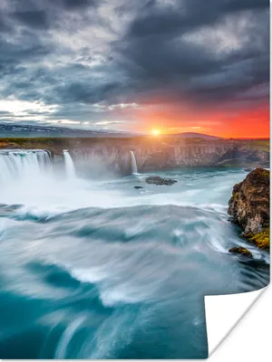 Produktbild von MuchoWow® Poster Wasserfall - Sonnenuntergang - Natur - Wasser 30x40 cm - Wandplakat - Poster Kinderzimmer