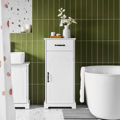 Image de SoBuy Armoire de salle de bain Armoire de salle de bain étroite avec étagères réglables Meuble de salle de bain moderne Commode avec étagères ouvertes Blanc 42x30x93cm BZR207-W