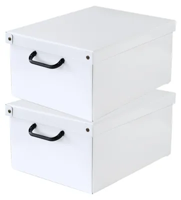 Produktbild von Lavatelli 2er Set Aufbewahrungsboxen mit Deckel Weiß, 32 x 42 x 21 cm