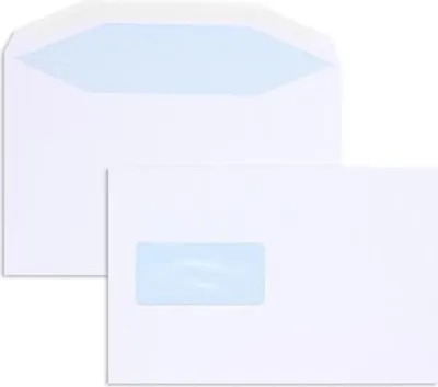 Produktbild von Kuvertierhüllen 162x238mm 90g/qm gummiert Fenster VE=500 Stück weiß
