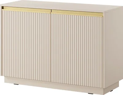 Produktbild von BETTSO Beigefarbene zweitürige Kommode ROY mit kannelierten fronten 104cm